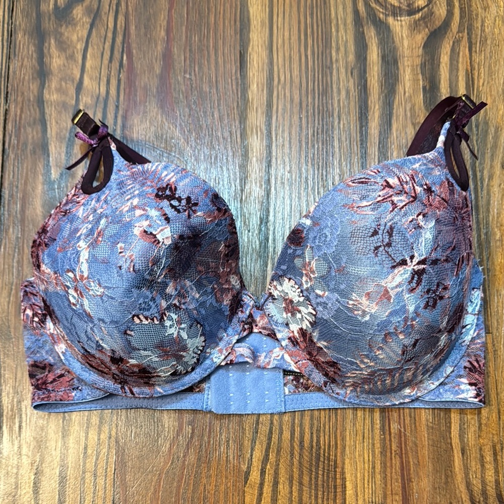 Body Frosting Purple and Blue Floral Underwire Bra 34D